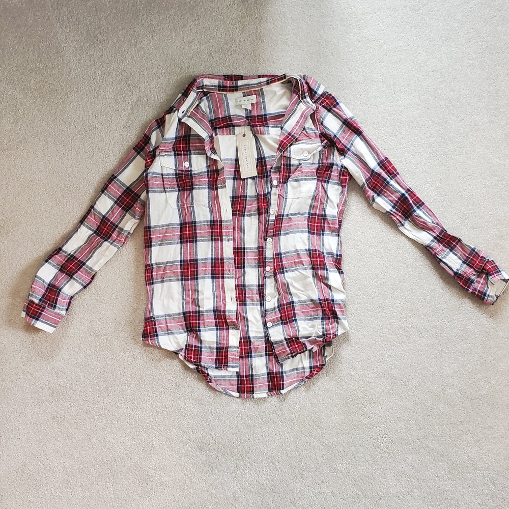 Ivory Plaid Button Down